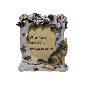 Cracker Barrel Photo Frame 3.5 x 5 inch Howling Wolf Nature Snowy Woods Trees